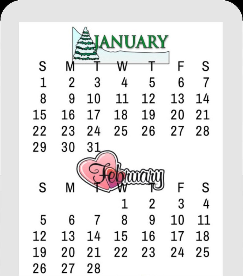 2024 Calendar Bookmark Laminated to Last All Year Without Holiday Icons