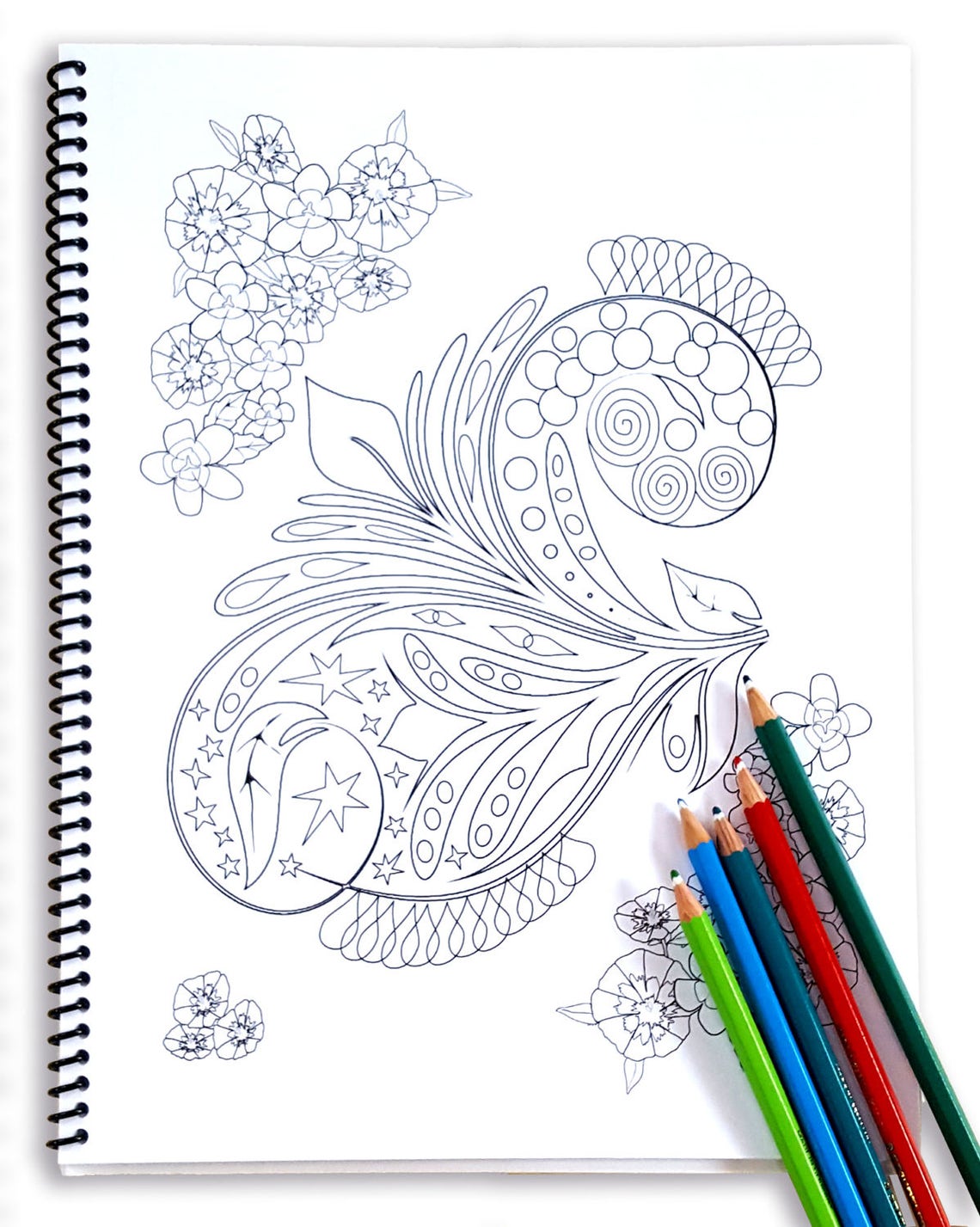 Spiral Bound Eclectic Coloring Book for Everyone, Adults and Kids 32