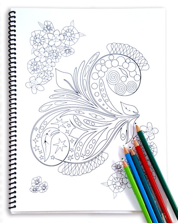 Harmony Adult Coloring Book, Coloring Book, Stress Relief, Hand Drawn,  Spiral Bound 