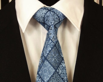 Diamond Necktie, Diamond Tie, Blue Diamond Necktie, Blue Diamond Tie, Mens Necktie, Mens Tie, Blue Necktie, Blue Tie, Father, Dad, Gift, The