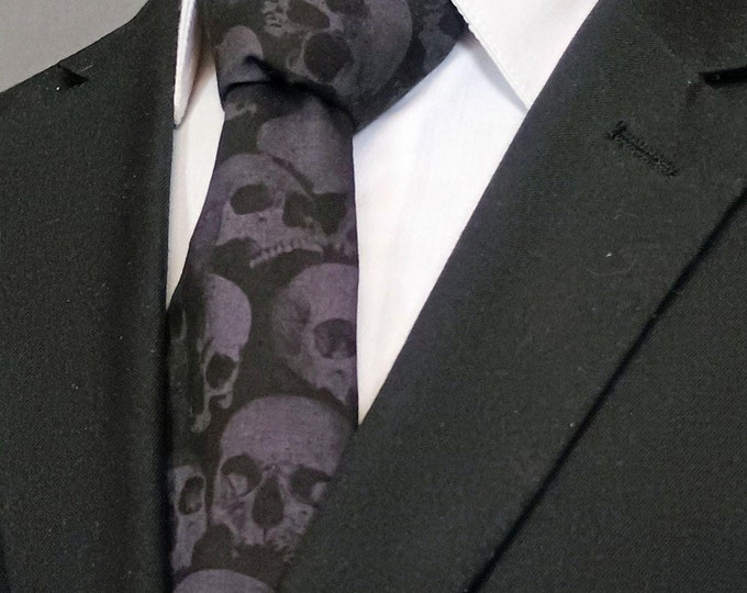 Charcoal Skull Goth Wedding Tie