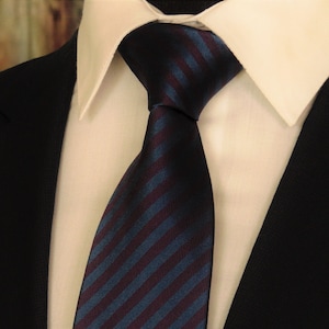 Burgundy and Navy Tie – Mens Burgundy and Navy Stripe Necktie