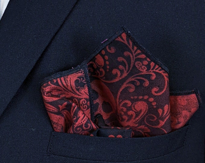 Red Skull Pocket Square – Red Skull Pocket Square Only! Skull Necktie Not Included.