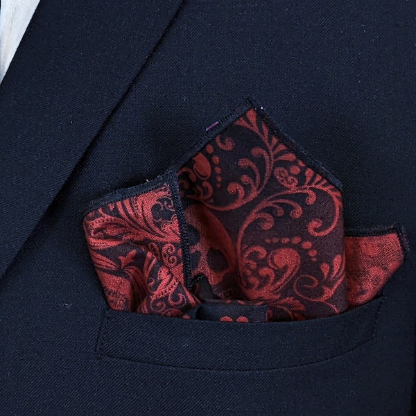 Red Skull Pocket Square – Red Skull Pocket Square Only! Skull Necktie Not Included.