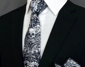 Skull Necktie – Skull Tie, Please read item description, Skull necktie only, pocket square not included!