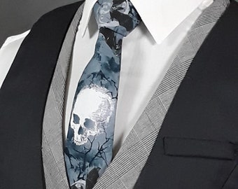 Goth Wedding Ties, Gothic Skull Necktie, Fathers Day Gift