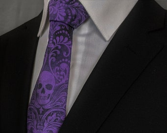 Purple Skull Neck Tie – Skull Tie Purple, Please read item description..