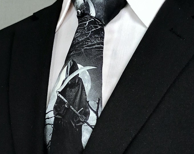 Grim Reaper Death Necktie – Dark Gothic Tie