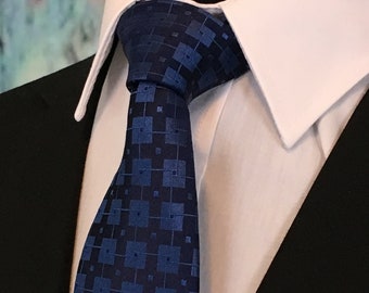 Ties for Navy Suite – Mens Navy and Blue classic Necktie