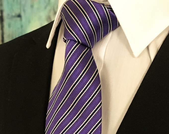 Purple Stripe Necktie – Silk Necktie with Purple Stripes