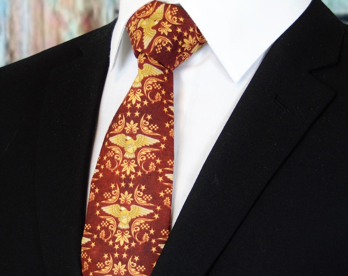 burgundy Tie – Mens 4th of July Necktie.