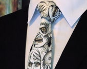 Zombie Tie – Zombie Featured Necktie for Halloween Also Available as a Extra Long Neck Tie.