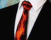 Flame Tie – Mens Flaming Fire Necktie also Available as a Skinny Tie.