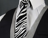 Zebra Print Tie – Black and White Zebra Necktie