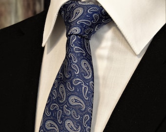 Blue Paisley Tie – Mens Paisley Silk Necktie