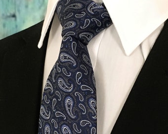 Blue Tie Paisley – Silk Paisley Necktie Navy Blue