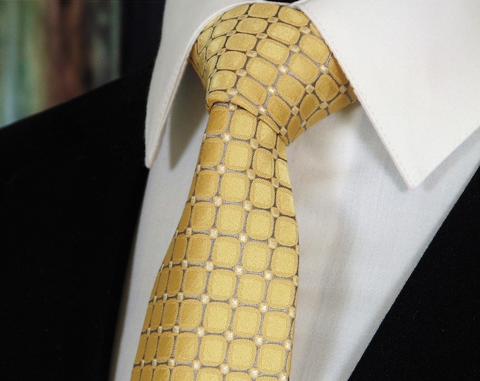 Gold Tie – Mens 100% Silk Gold Necktie