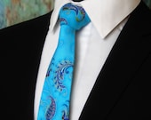Blue Floral Tie – Blue Floral Tie for Men also Available as a Skinny Tie and Makes a Great Wedding Necktie.