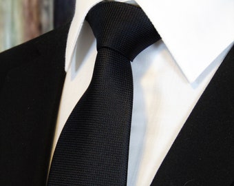 Black Tie – Mens 100% Silk Classic Black Necktie