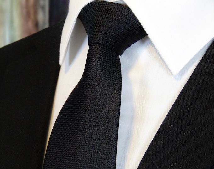 Black Tie – Mens 100% Silk Classic Black Necktie