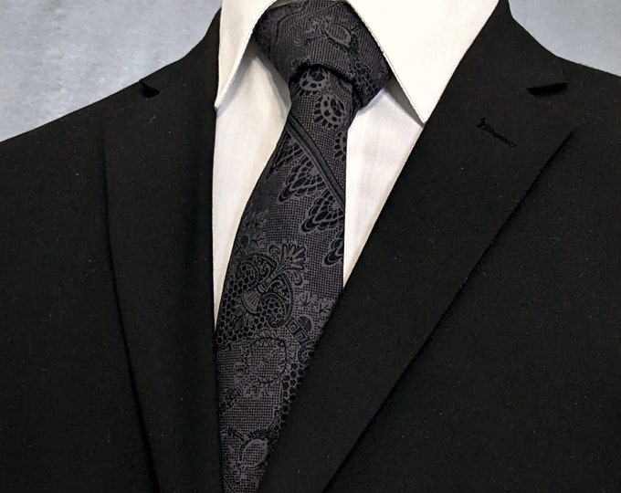 Black Stripe Foral Necktie