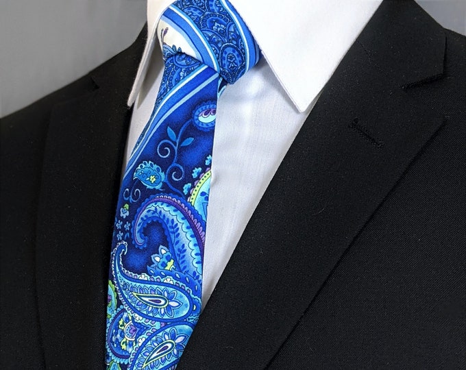 Blue Floral Neckties – Mens Blue and White Floral Tie