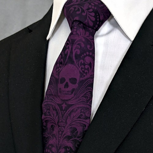 Plum Skull Necktie Mens Goth Skull Tie - Etsy