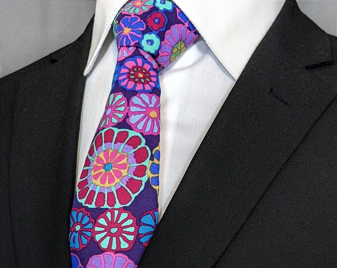 Abstract Floral Necktie – Mens Colorful Abstract Floral Tie