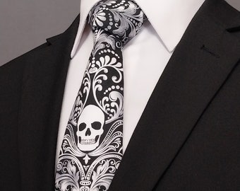 Skull Necktie – Skull Tie, Please read item description, Skull necktie only, pocket square not included!