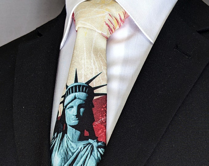 Statue of Liberty Necktie – Patriotic American Tie for Men, Women or Child.