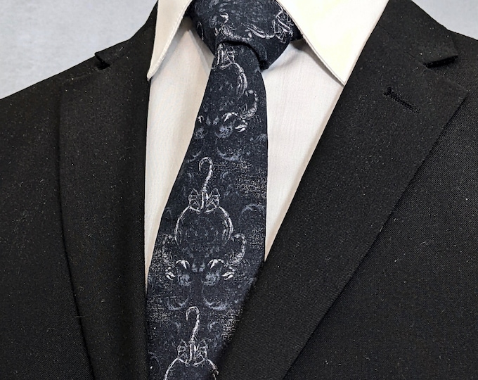 Necktie with Scorpions – Charcoal Tie with Scorpions