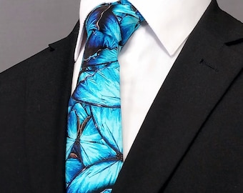 Allover Blue Butterfly Necktie – Available as a Extra Long Tie and a Skinny Necktie