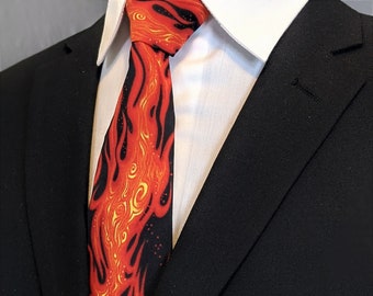 Flame Tie – Mens Flaming Fire Necktie also Available as a Skinny Tie.