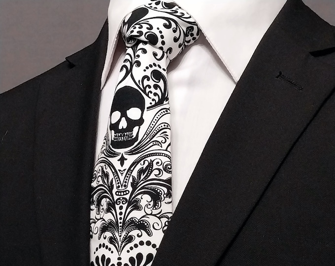 Skull Tie, Skull Necktie, Gothic Wedding