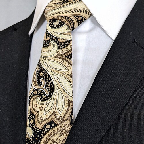 Mens Tie Grey Paisley Silk Necktie With Matching Pocket - Etsy