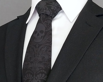 Black and Charcoal Skull Necktie