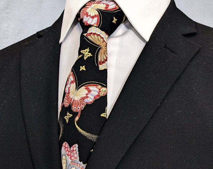 Necktie with Butterfly – Black Asian Butterfly Tie