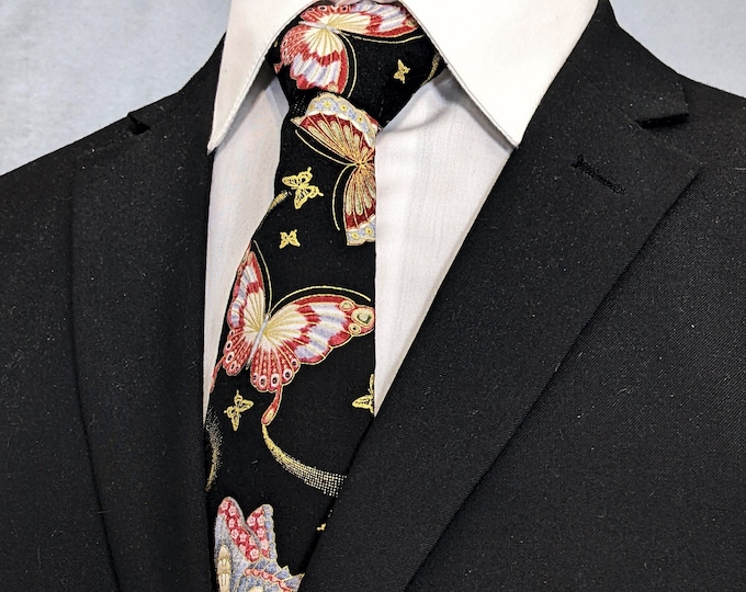 Necktie with Butterfly – Black Asian Butterfly Tie