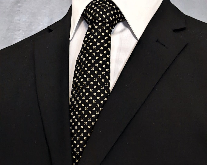 Mens Classic Black and Tan Necktie 100% Cotton