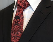 Red Skull Tie, Skull Neckties, Fathers Day Gift