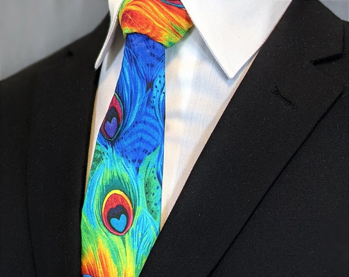 Colorful Peacock Neck Tie –  Peacock Feathers Tie