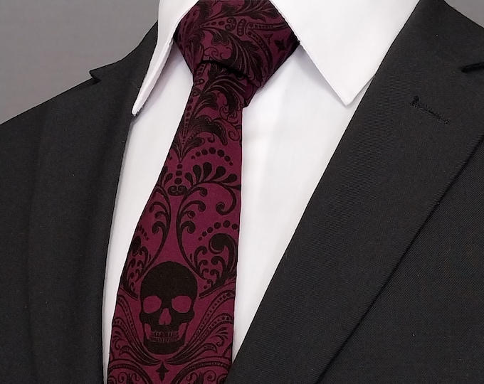 Red Wine Skull Tie – Skull Necktie