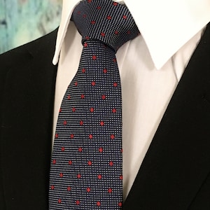 Navy Red Tie – Homme Navy avec cravate à pois rouges