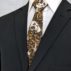 Skull and Spider Web Necktie Halloween Ties image 1