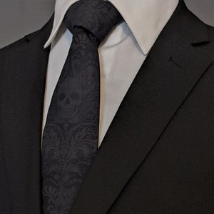 Charcoal and Grey Skull Tie