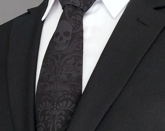 Black and Charcoal Skull Necktie