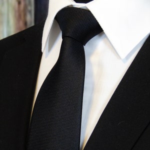 Black Tie Mens 100% Silk Classic Black Necktie - Etsy
