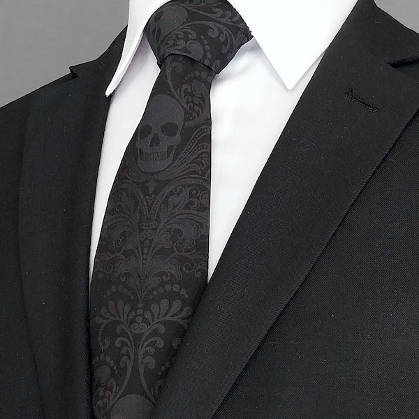 Black and Charcoal Skull Necktie