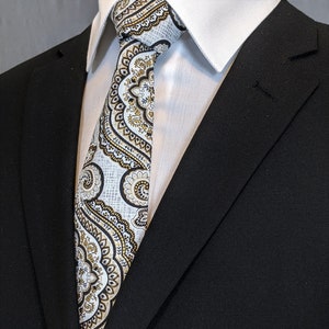 Mens Necktie, Mens Tie, Grey Necktie, Grey Tie, Black Necktie, Black Tie, Gold Necktie, Gold Tie, Paisley Necktie, Paisley Tie, Floral Tie