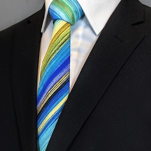 Colorful Stripe Necktie – Men&#39;s Stripe Metallic Ties